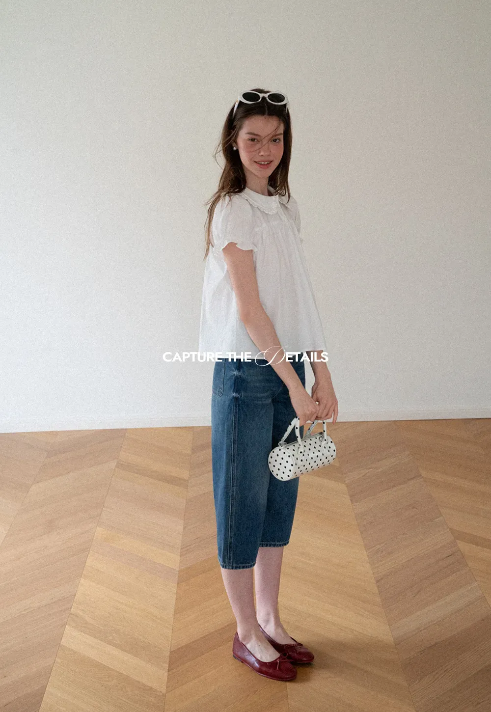 Ruffled Collar Short Sleeve Blouse