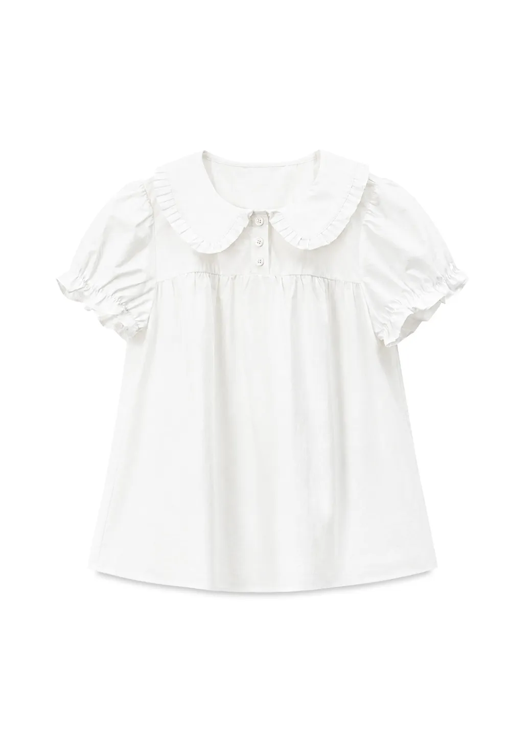 Ruffled Collar Short Sleeve Blouse
