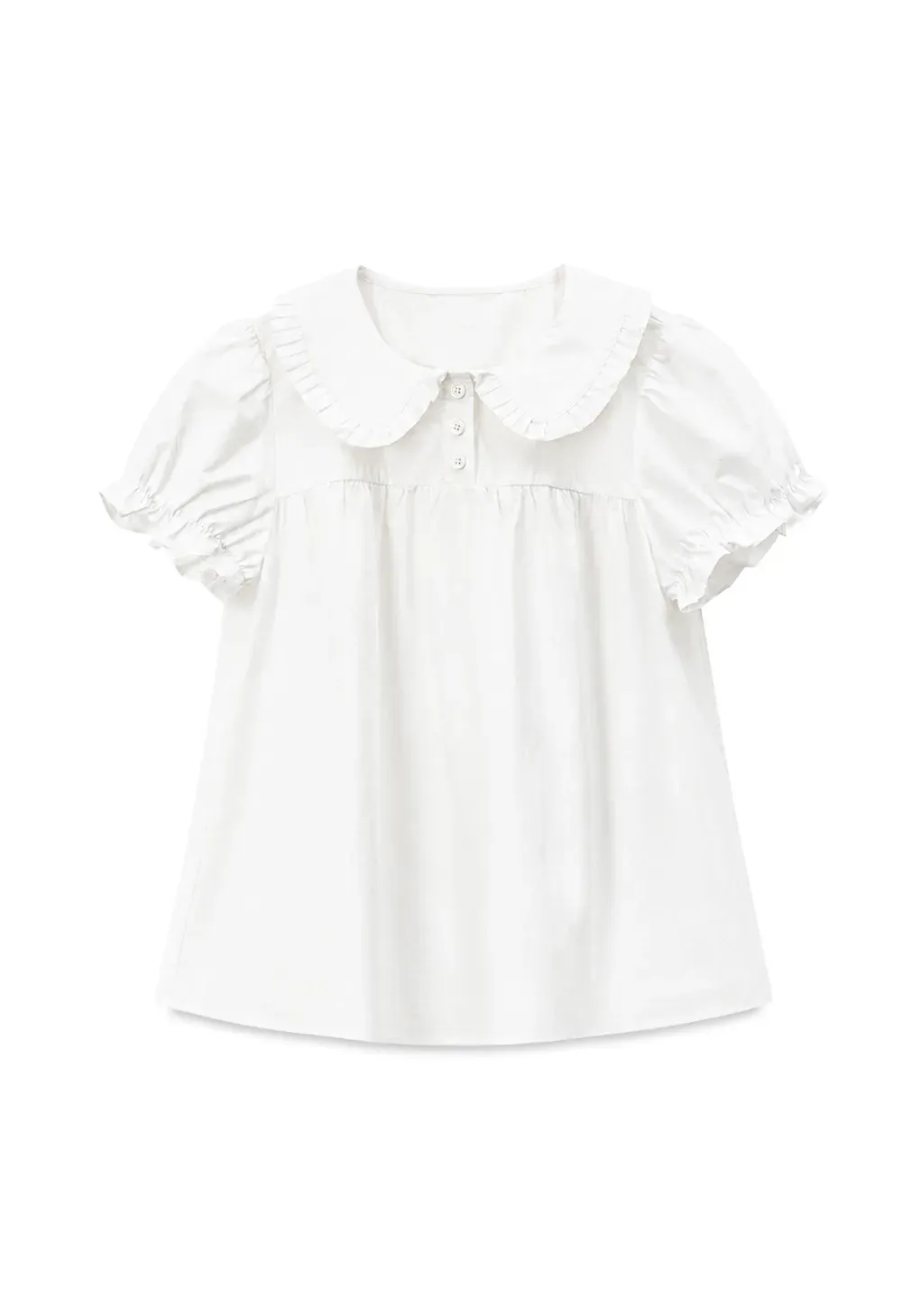 Ruffled Collar Short Sleeve Blouse
