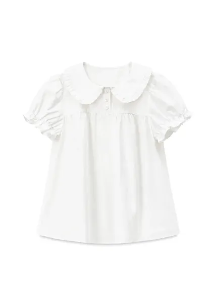 Ruffled Collar Short Sleeve Blouse