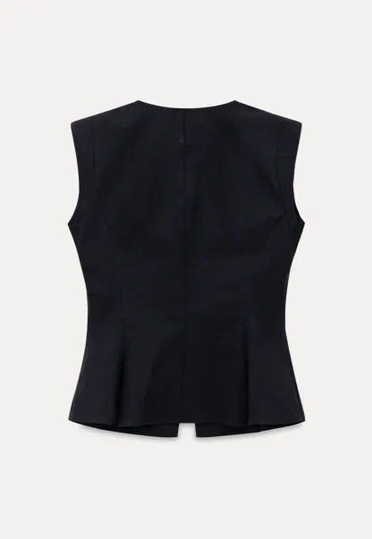 V Neck Sleeveless Peplum Shirt
