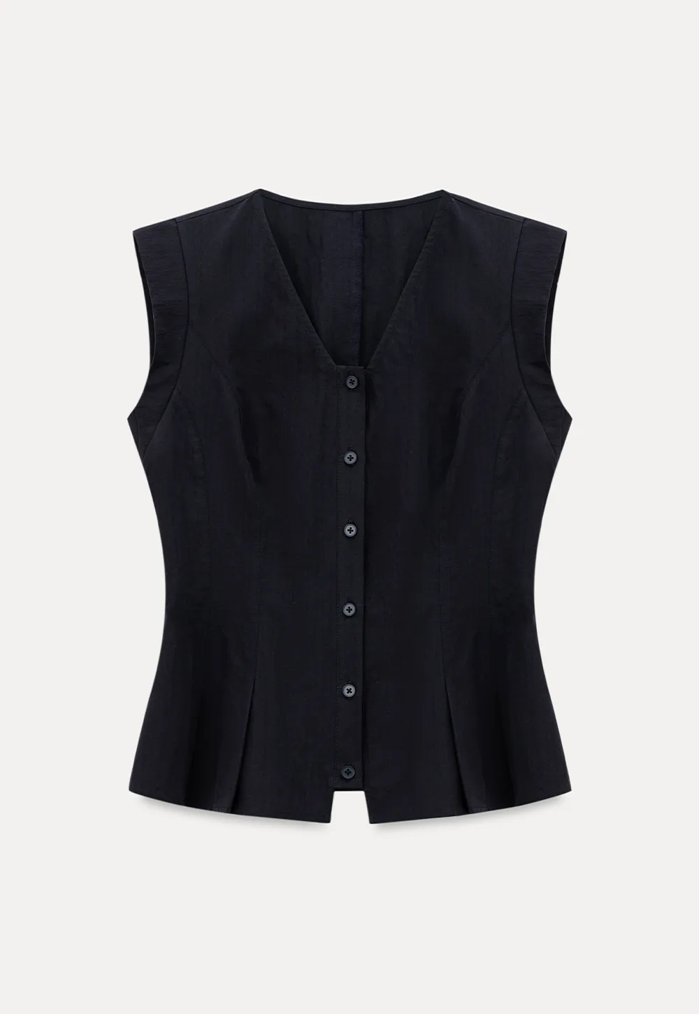 V Neck Sleeveless Peplum Shirt