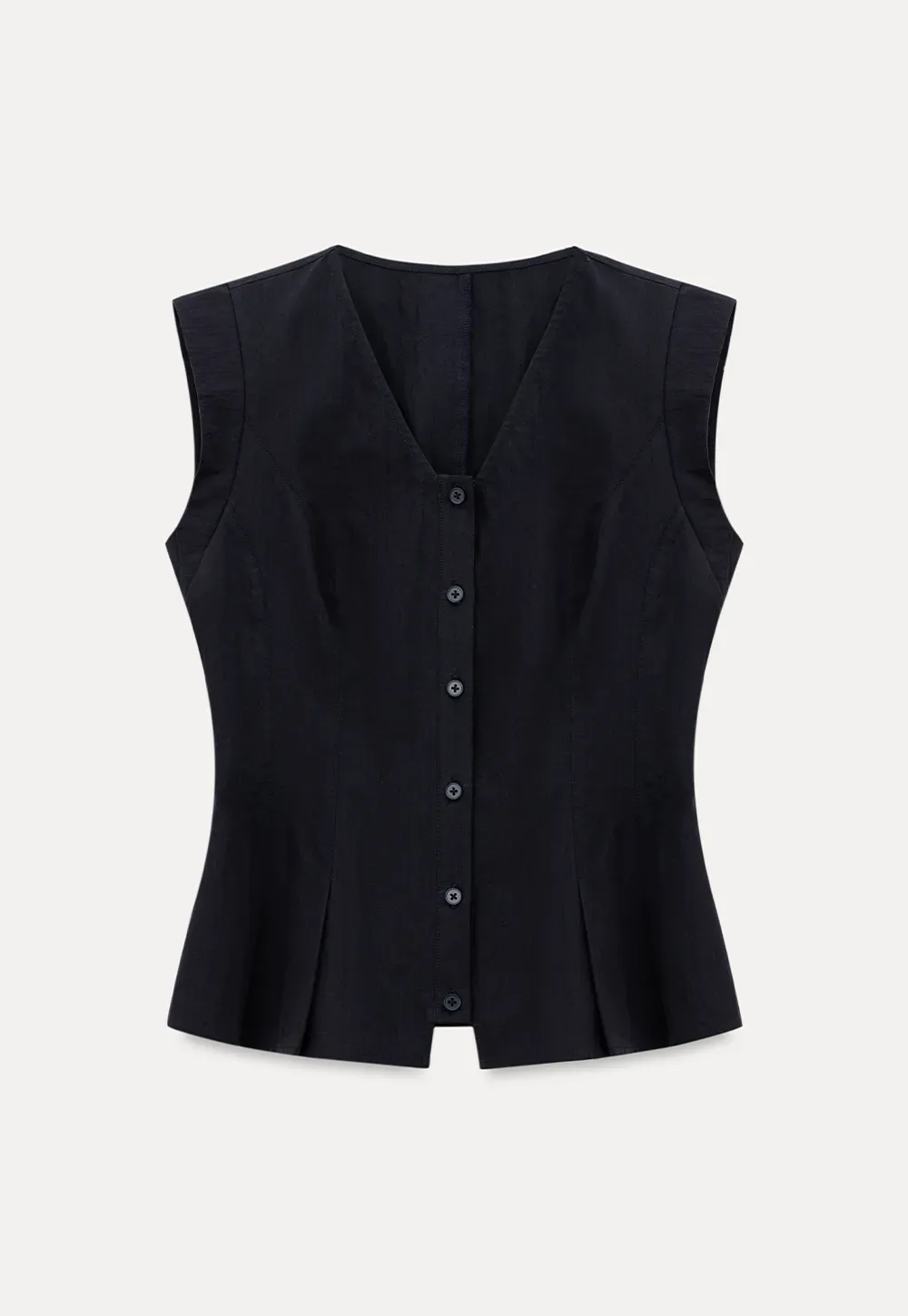 V Neck Sleeveless Peplum Shirt