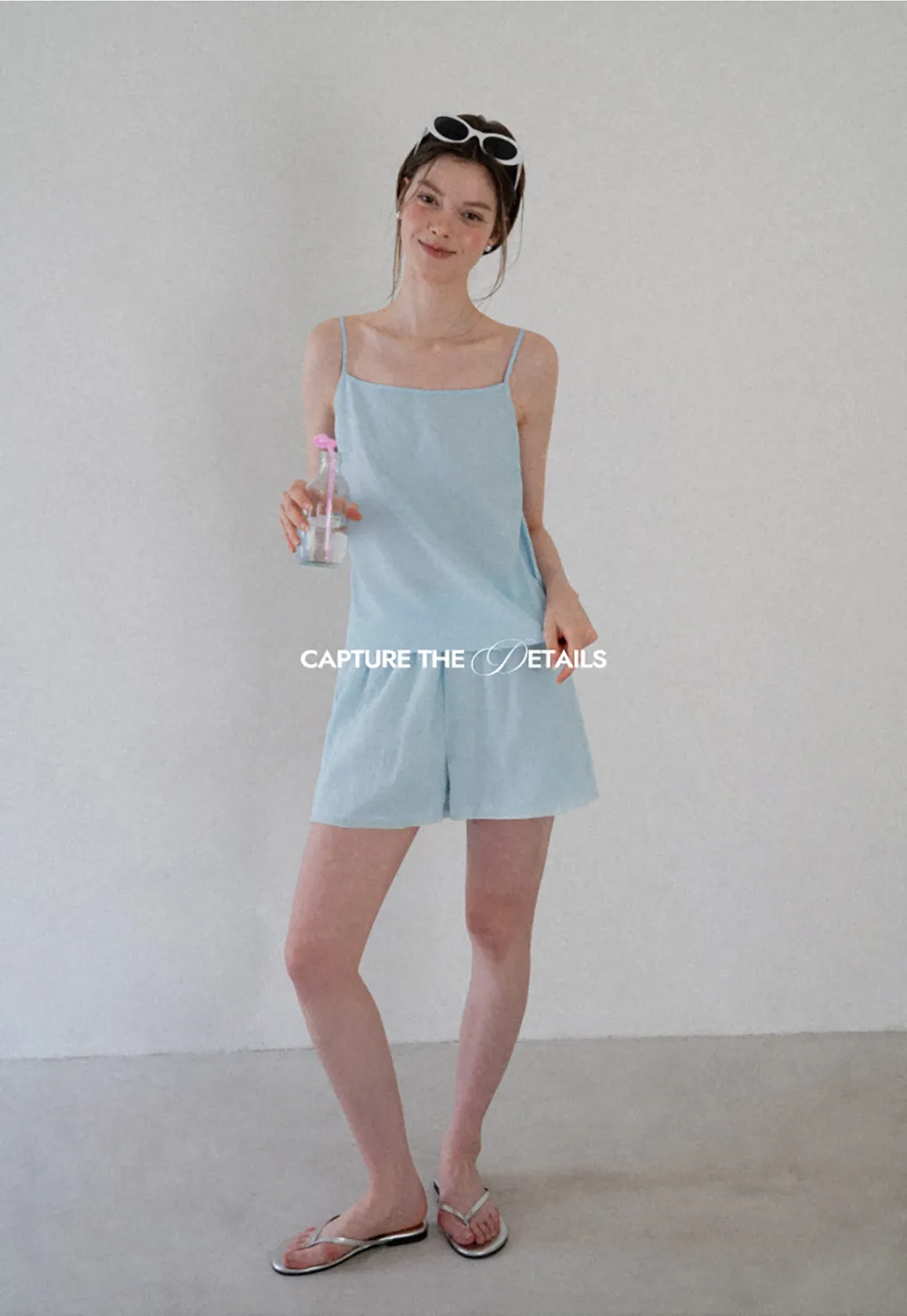 Sheer Ruffled Collar Button Up Shirt and Shorts Set