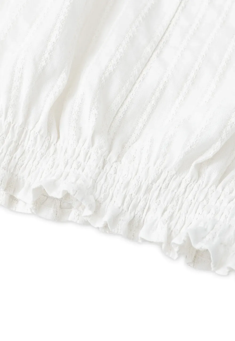 Pleated Short Sleeve Blouse with Ruffled Neckline