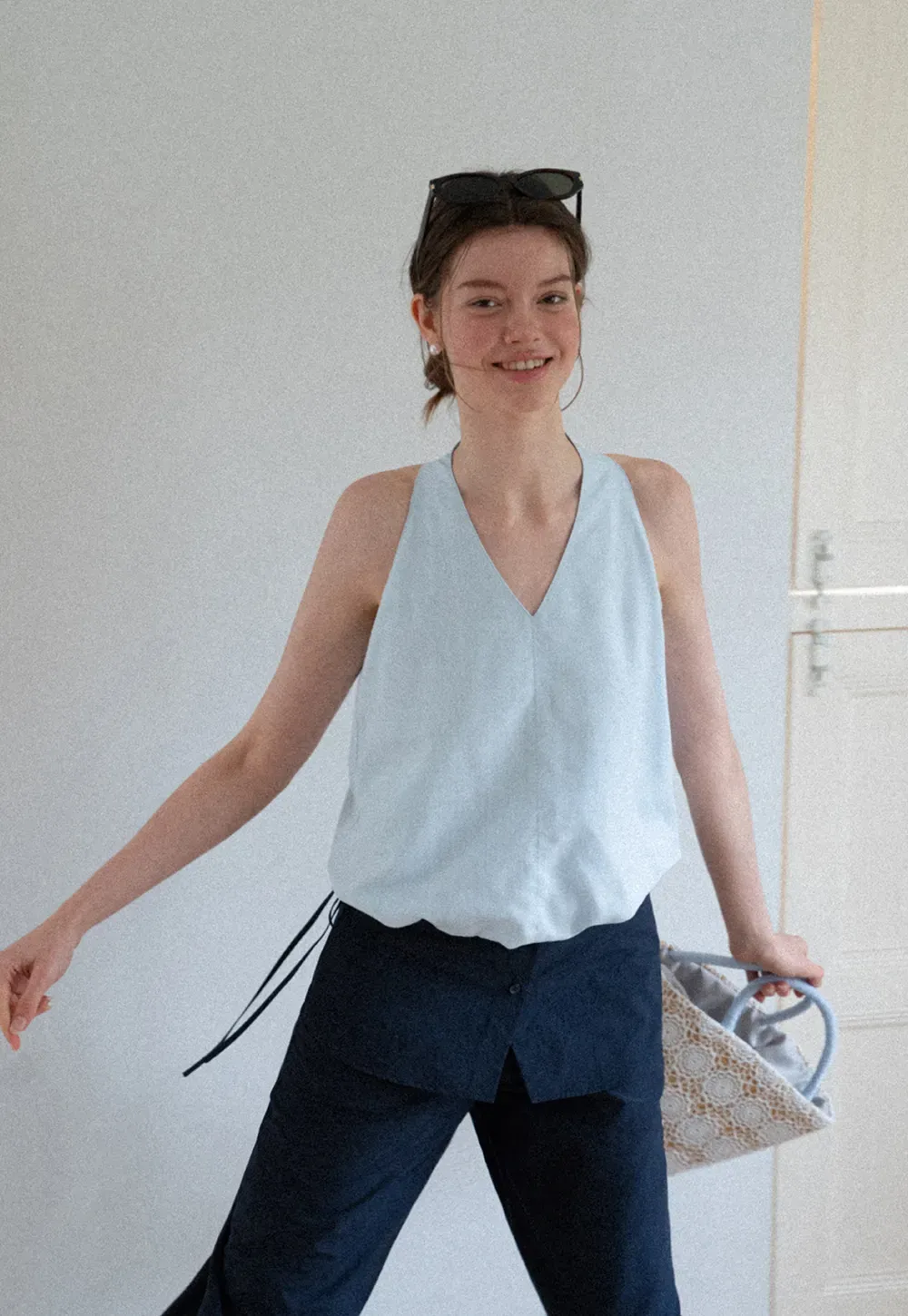 V Neck Sleeveless Halter Top