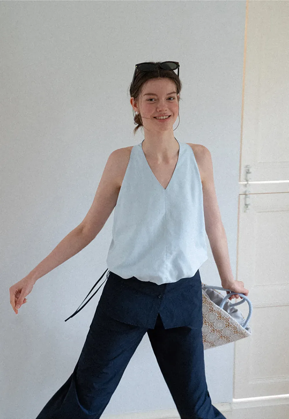 V Neck Sleeveless Halter Top
