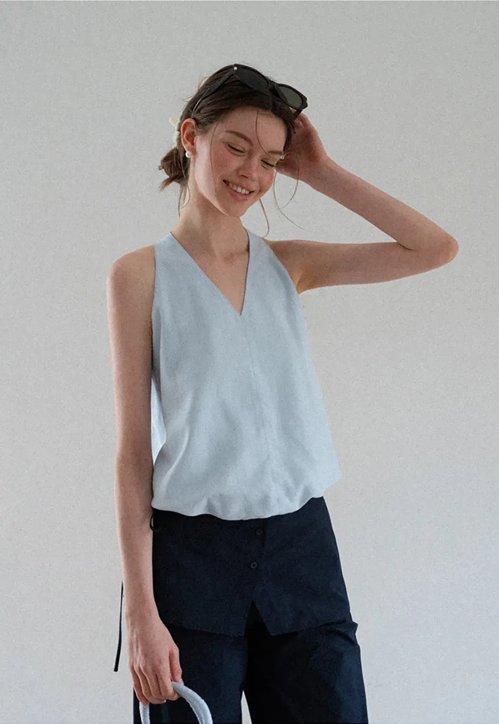 V Neck Sleeveless Halter Top
