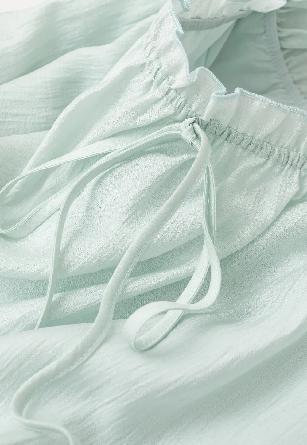 Off Shoulder Ruffled Blouse with Drawstring Neckline