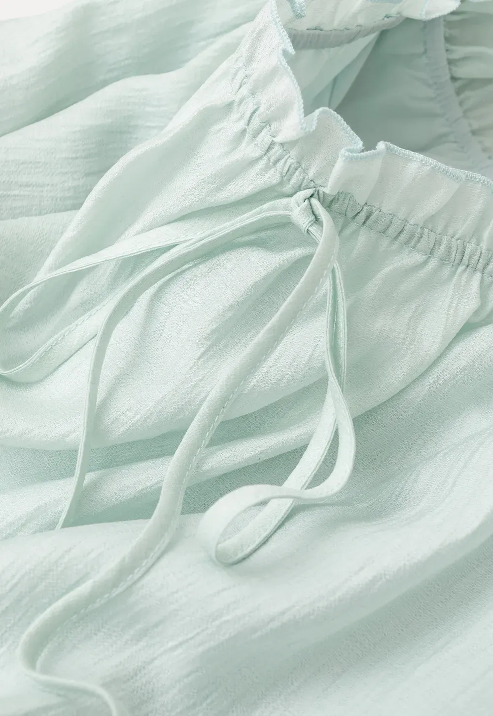 Off Shoulder Ruffled Blouse with Drawstring Neckline