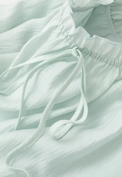 Off Shoulder Ruffled Blouse with Drawstring Neckline