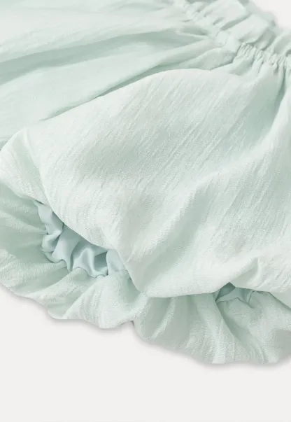 Off Shoulder Ruffled Blouse with Drawstring Neckline