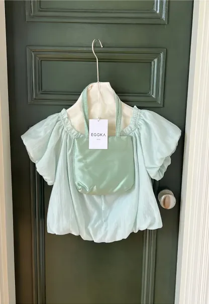 Off Shoulder Ruffled Blouse with Drawstring Neckline