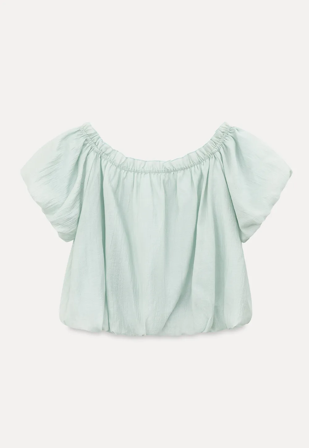 Off Shoulder Ruffled Blouse with Drawstring Neckline