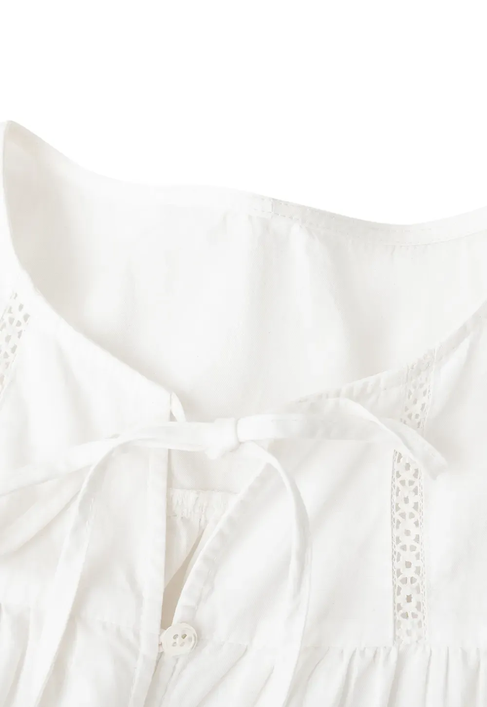 Lace Trim Puffed Sleeve Button Front Shirt