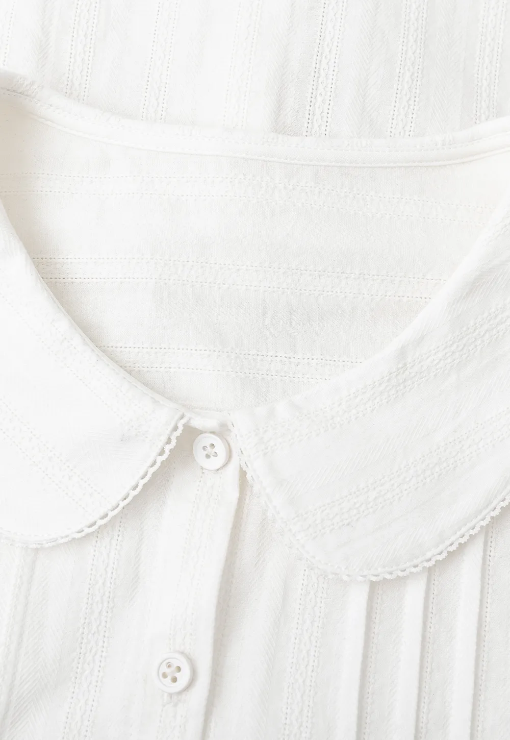 Pleated Front Peter Pan Collar Short Sleeve Shirt