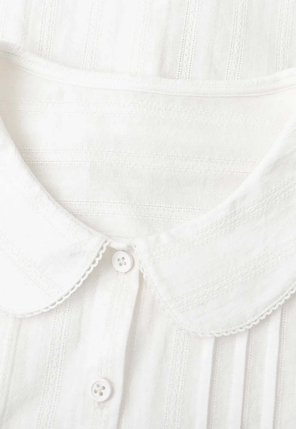 Pleated Front Peter Pan Collar Short Sleeve Shirt