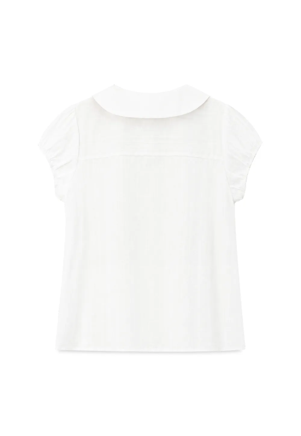 Pleated Front Peter Pan Collar Short Sleeve Shirt