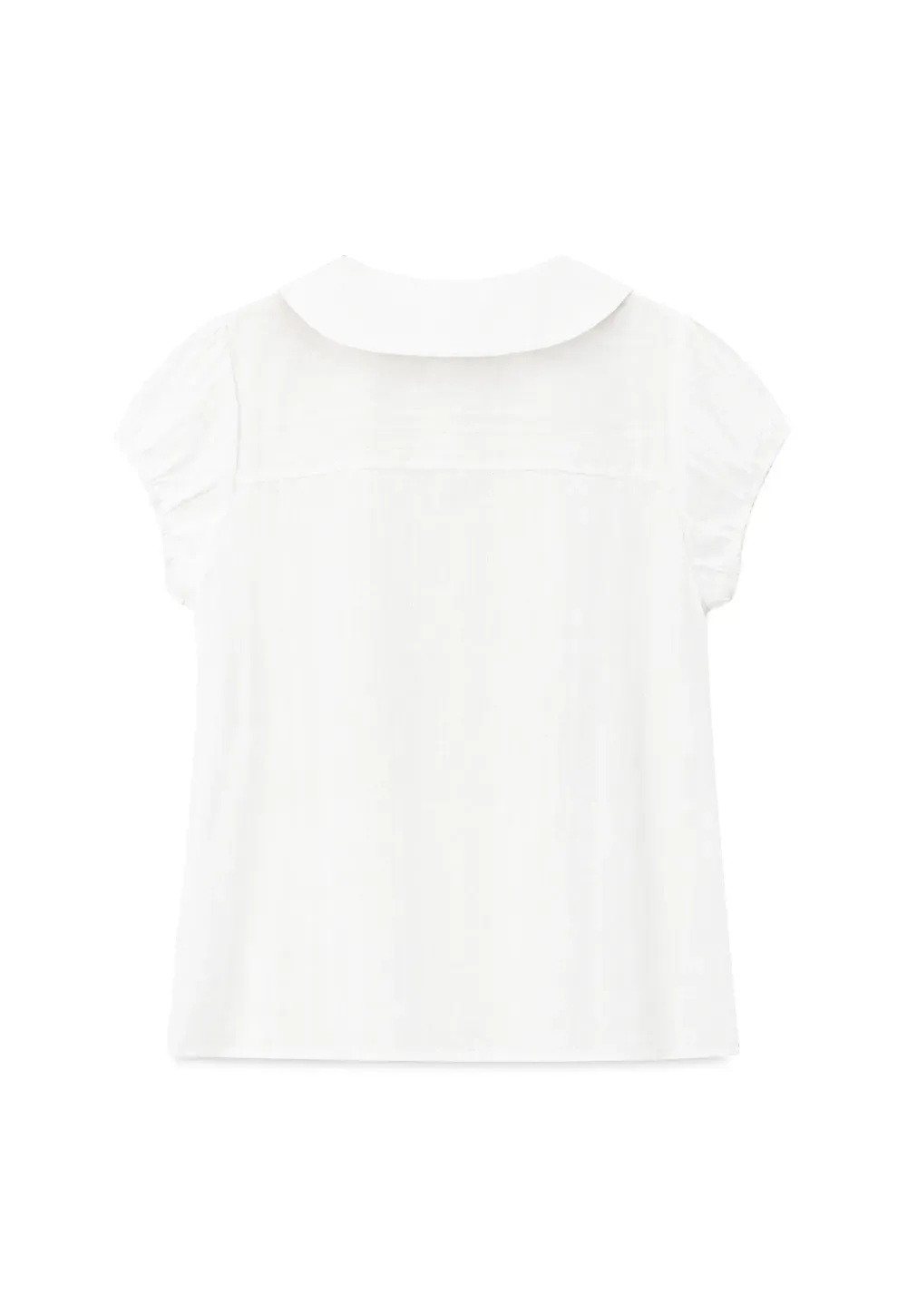 Pleated Front Peter Pan Collar Short Sleeve Shirt