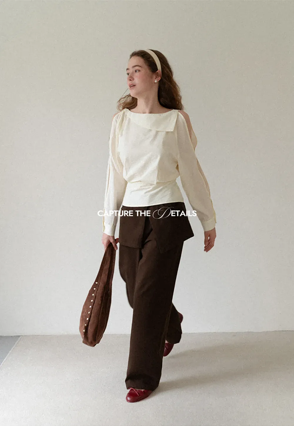 Asymmetrical Shoulder Cutout Collar Shirt