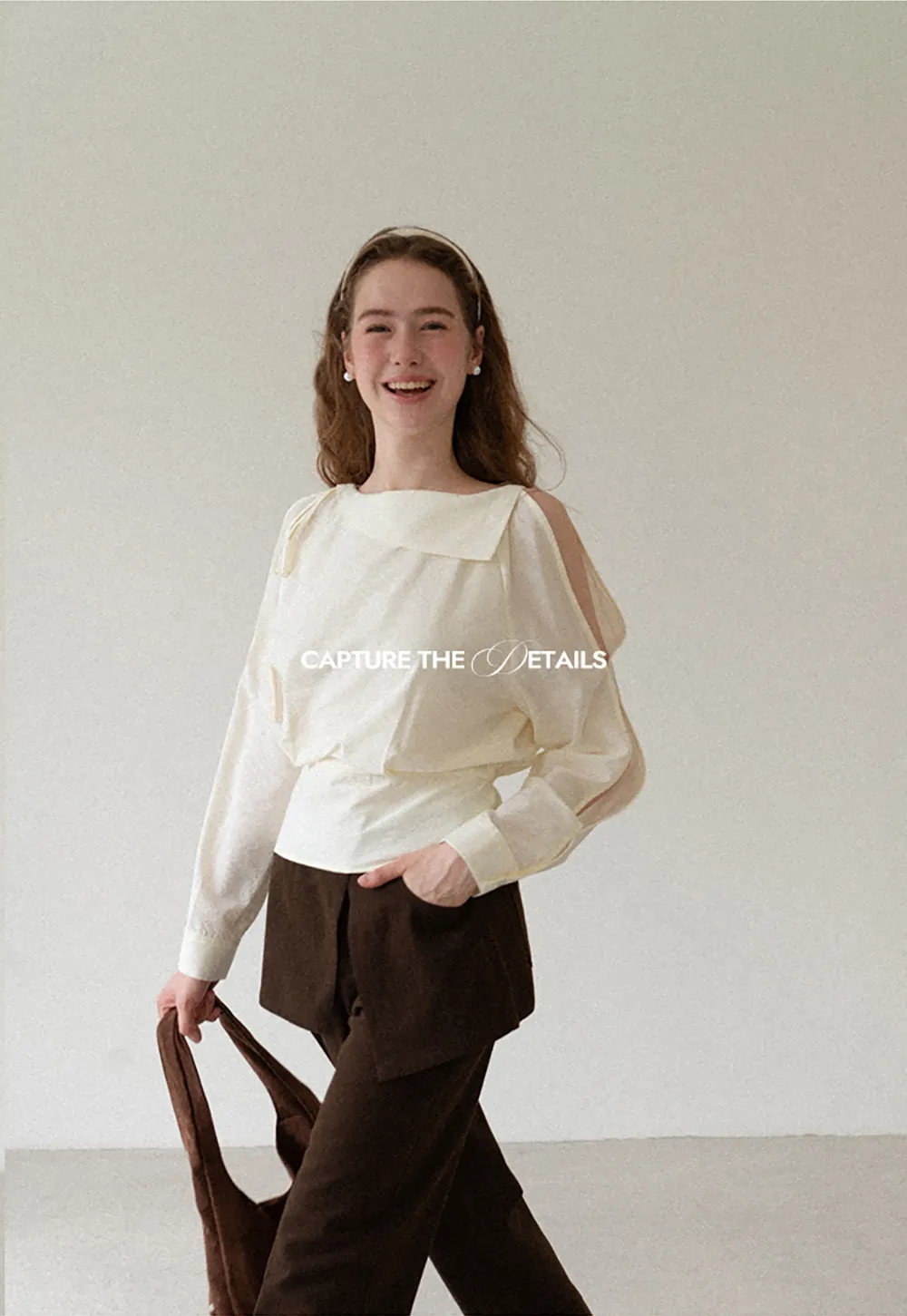 Asymmetrical Shoulder Cutout Collar Shirt