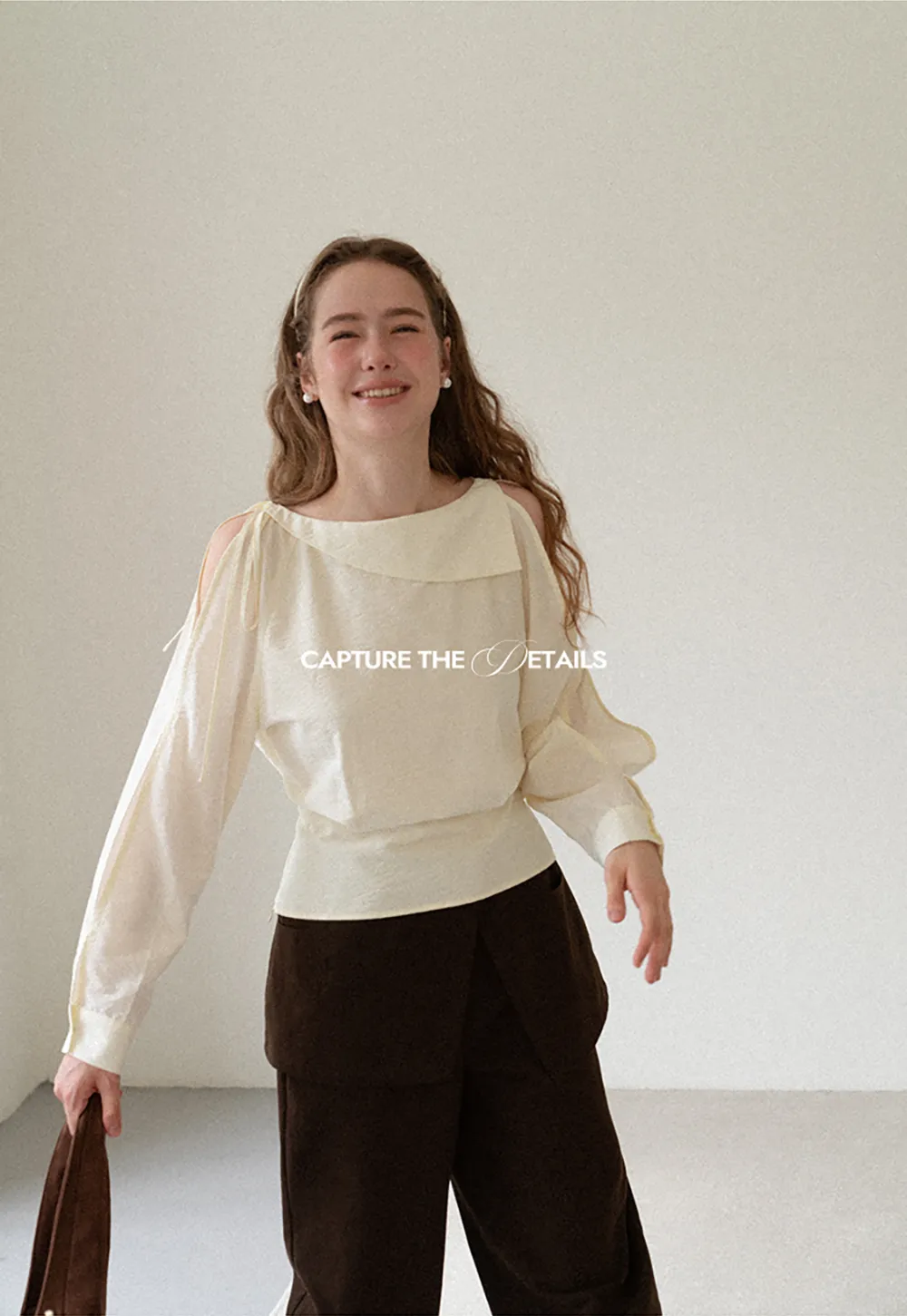 Asymmetrical Shoulder Cutout Collar Shirt