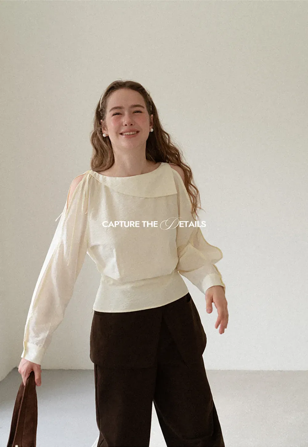 Asymmetrical Shoulder Cutout Collar Shirt