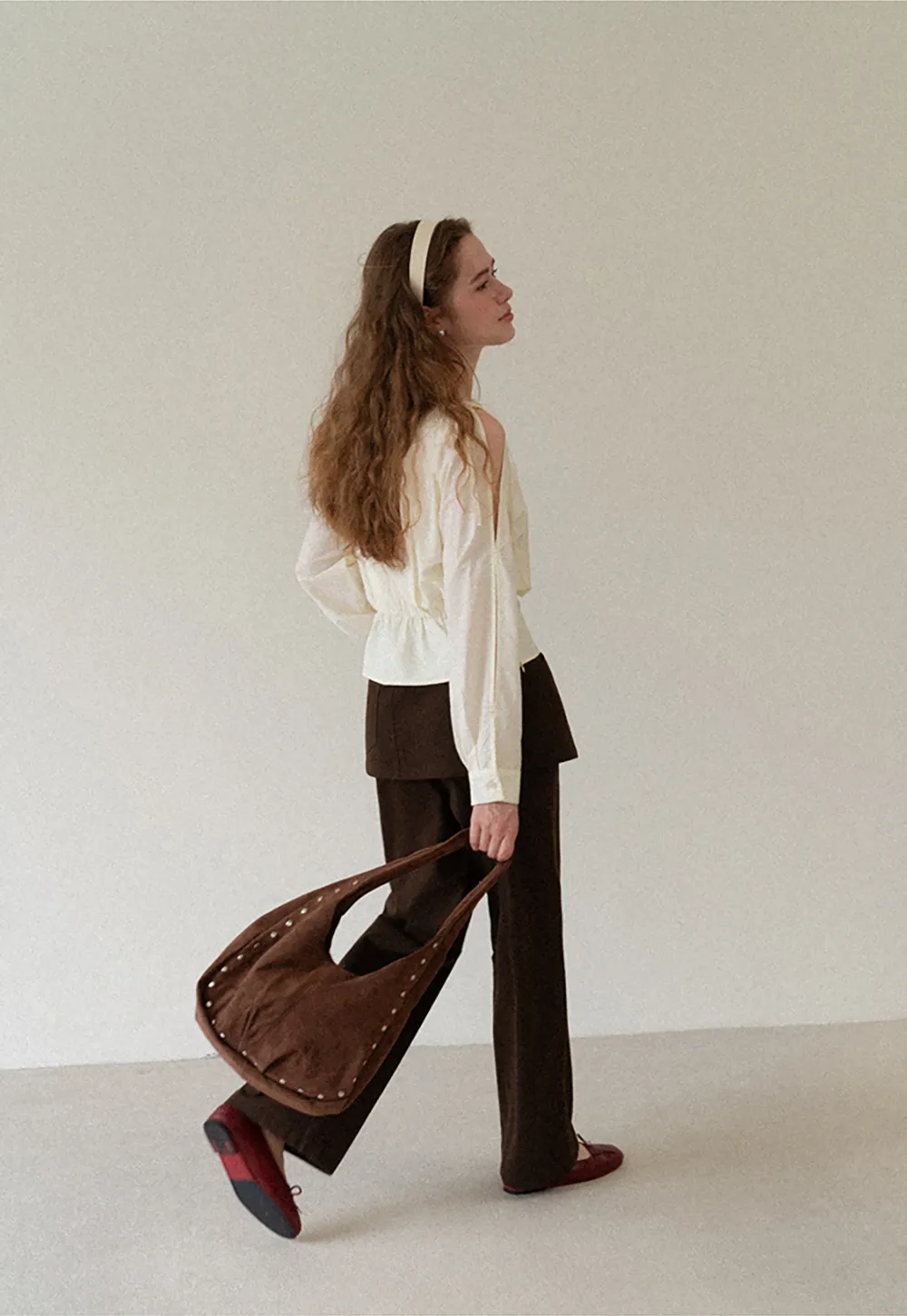 Asymmetrical Shoulder Cutout Collar Shirt