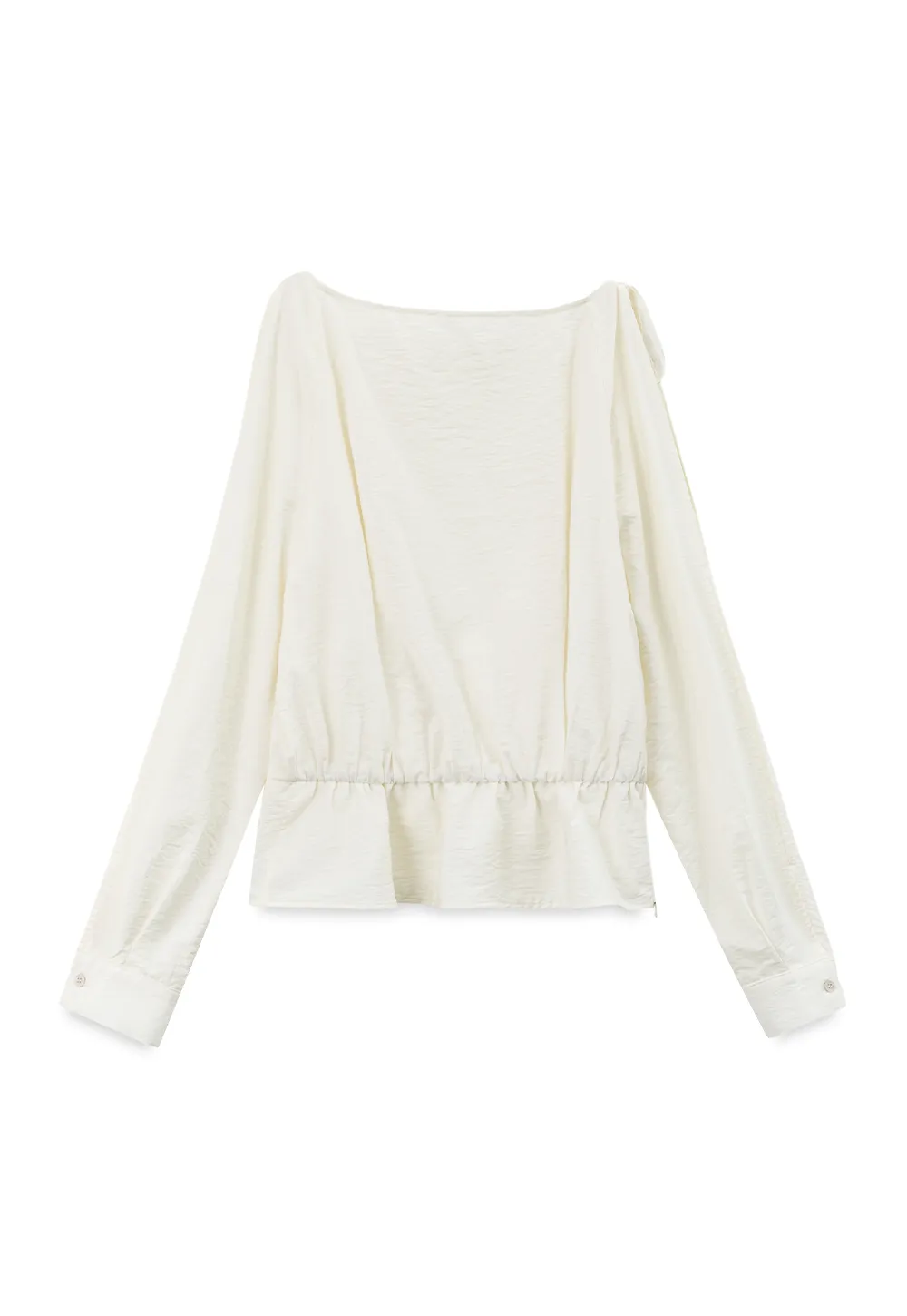 Asymmetrical Shoulder Cutout Collar Shirt