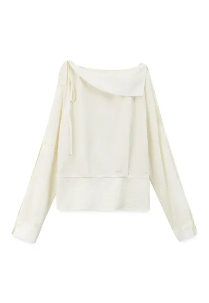 Asymmetrical Shoulder Cutout Collar Shirt