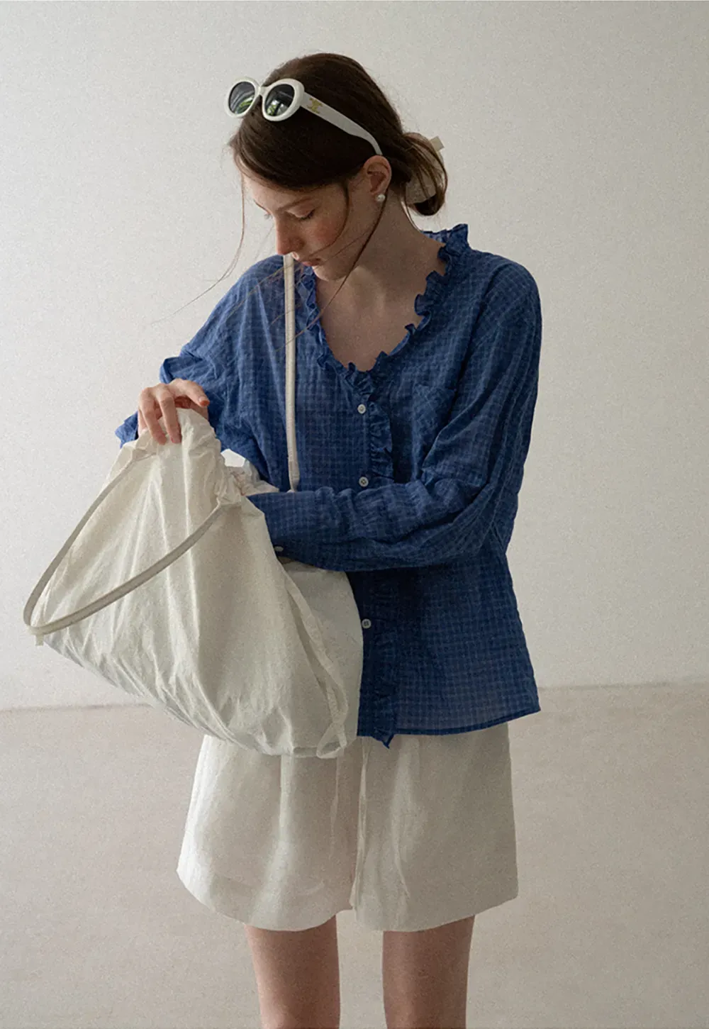 Ruffled Trim Button Front Shirt