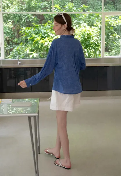 Ruffled Trim Button Front Shirt