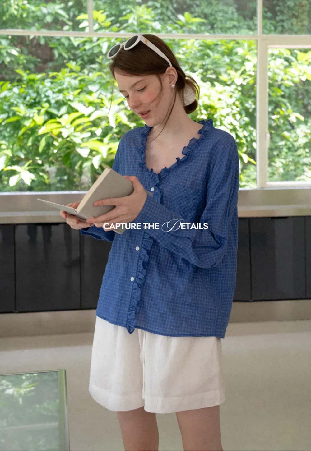 Ruffled Trim Button Front Shirt