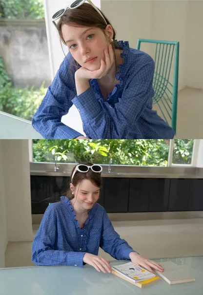 Ruffled Trim Button Front Shirt