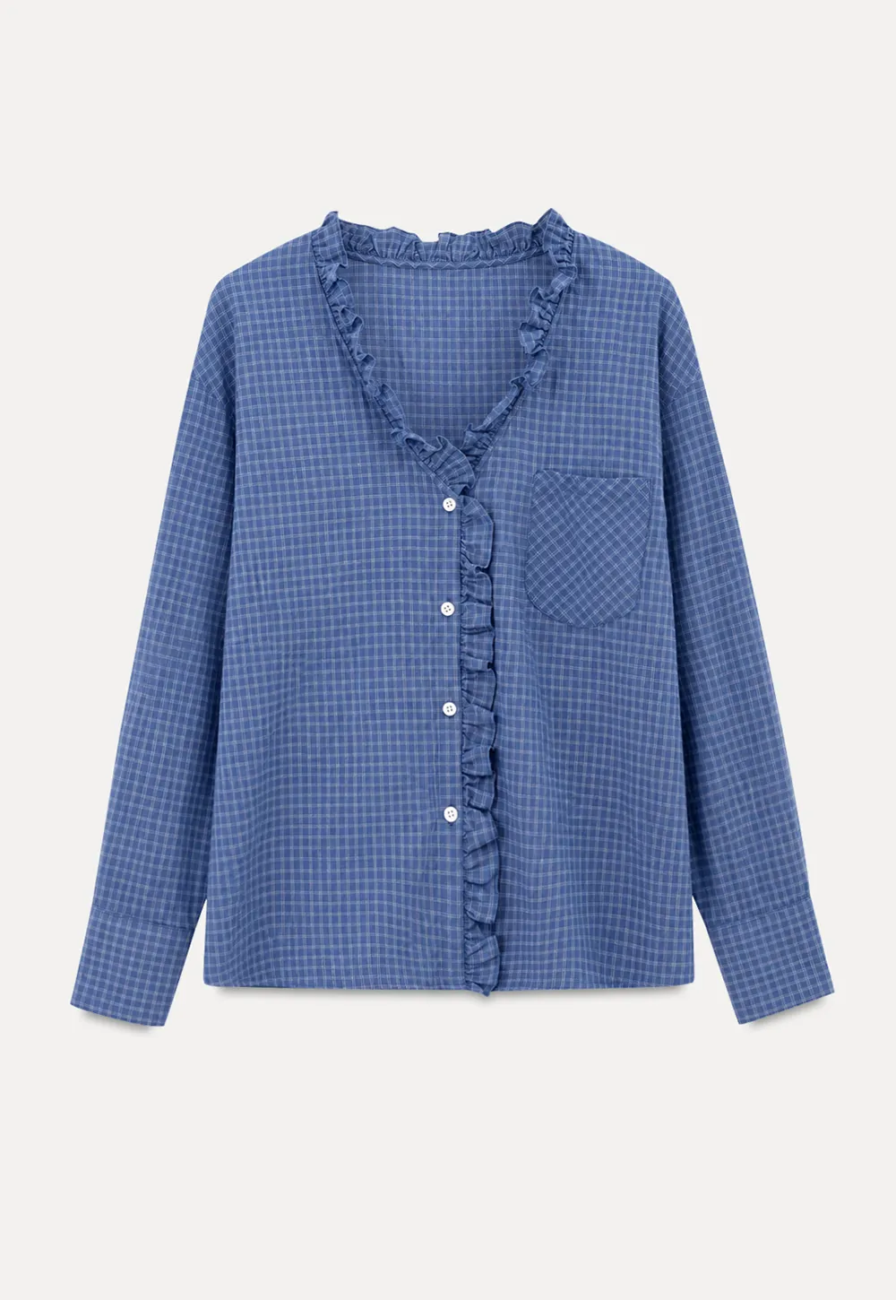 Ruffled Trim Button Front Shirt