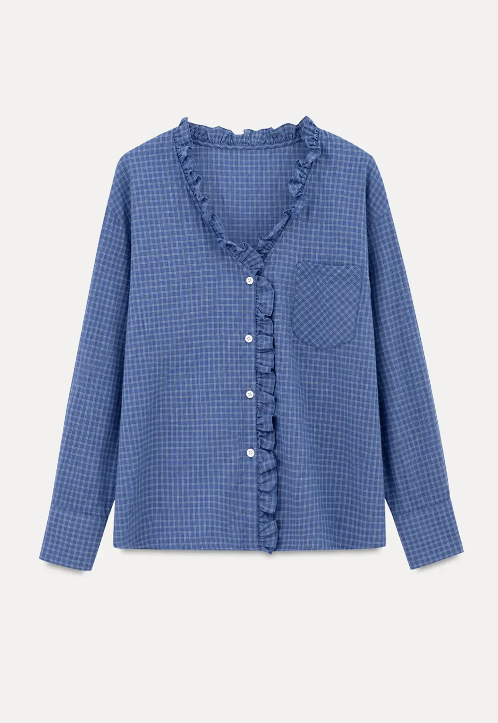 Ruffled Trim Button Front Shirt