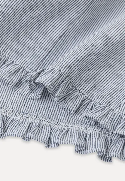 Ruffled Trim Cropped Short Sleeve Button Up Shirt