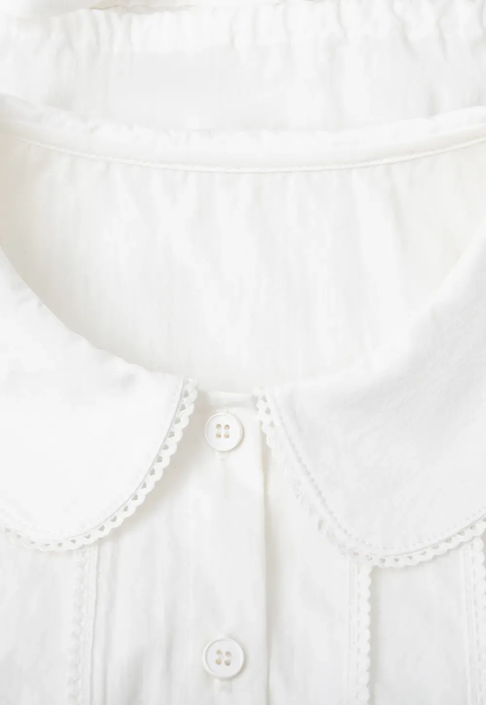 Peter Pan Collar Puffed Sleeve Drawstring Shirt