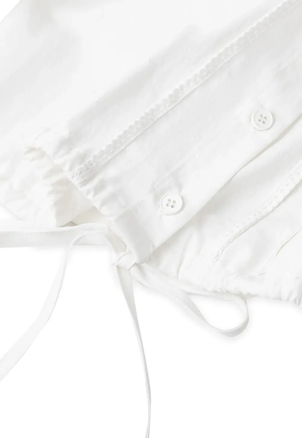 Peter Pan Collar Puffed Sleeve Drawstring Shirt