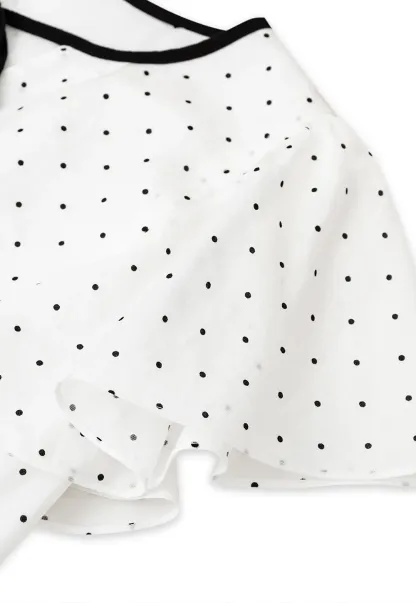 Polka Dot Ruffled Sleeve Button Front Shirt