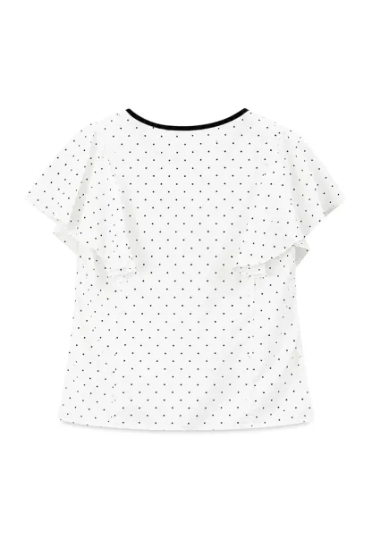 Polka Dot Ruffled Sleeve Button Front Shirt
