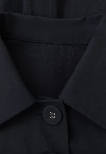 Cropped Shirt with Pleated Yoke and Collar