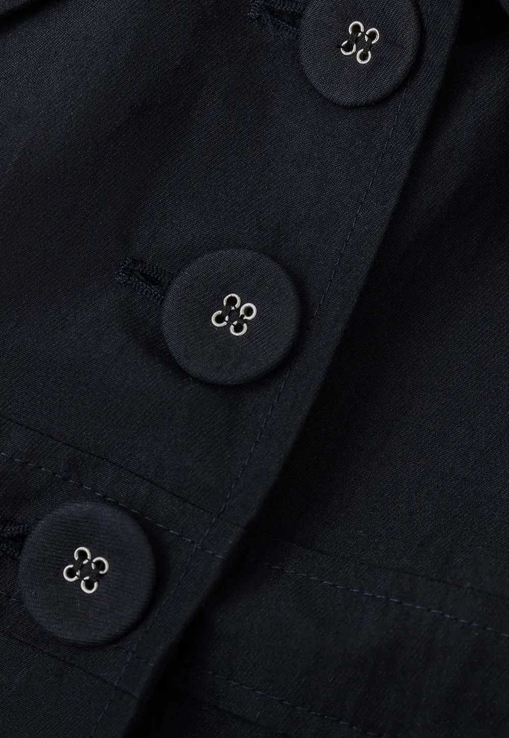 Cropped Shirt with Pleated Yoke and Collar