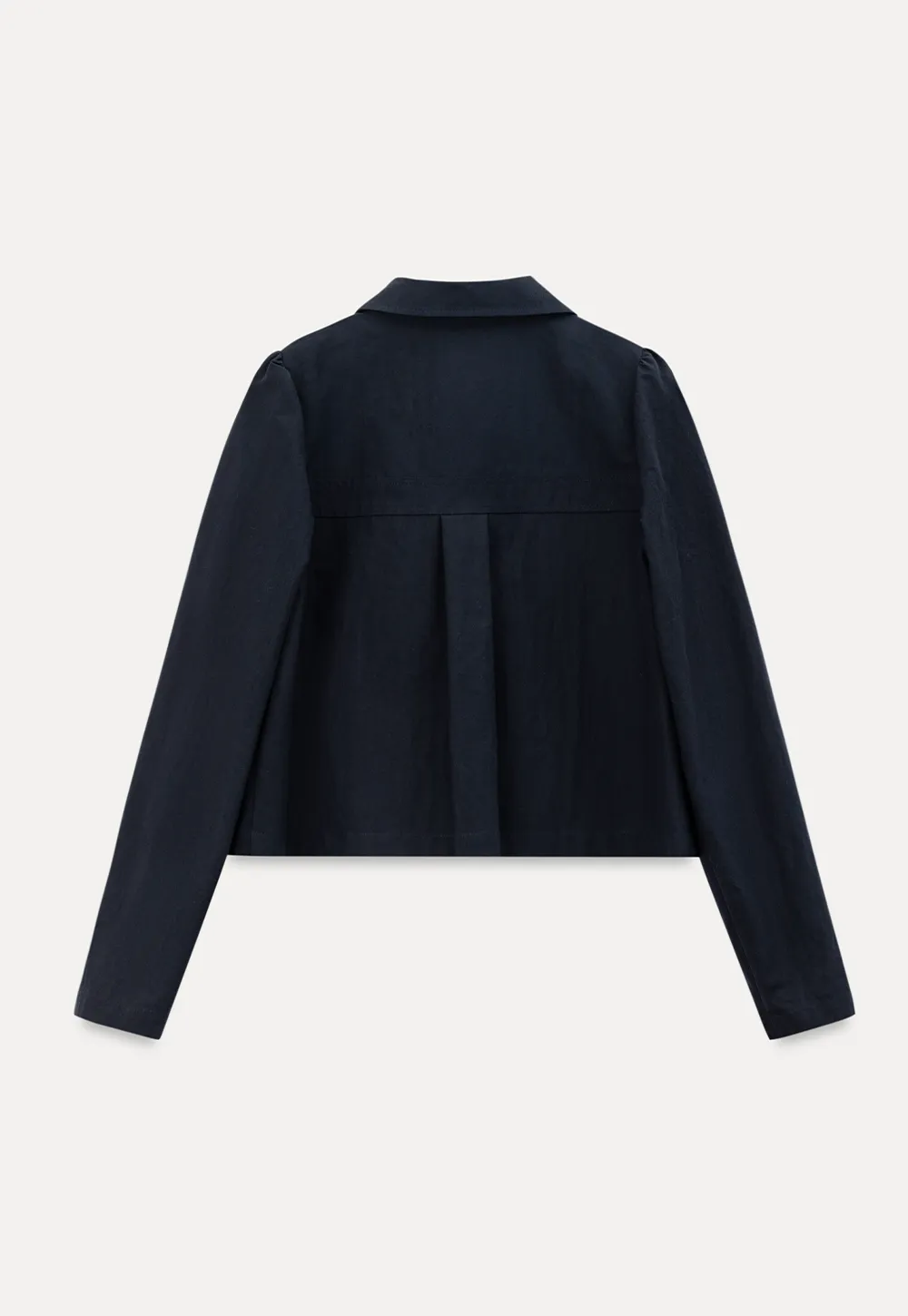 Cropped Shirt with Pleated Yoke and Collar