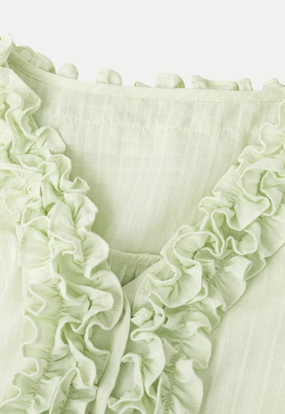Ruffled Collar Sheer Long Sleeve Shirt