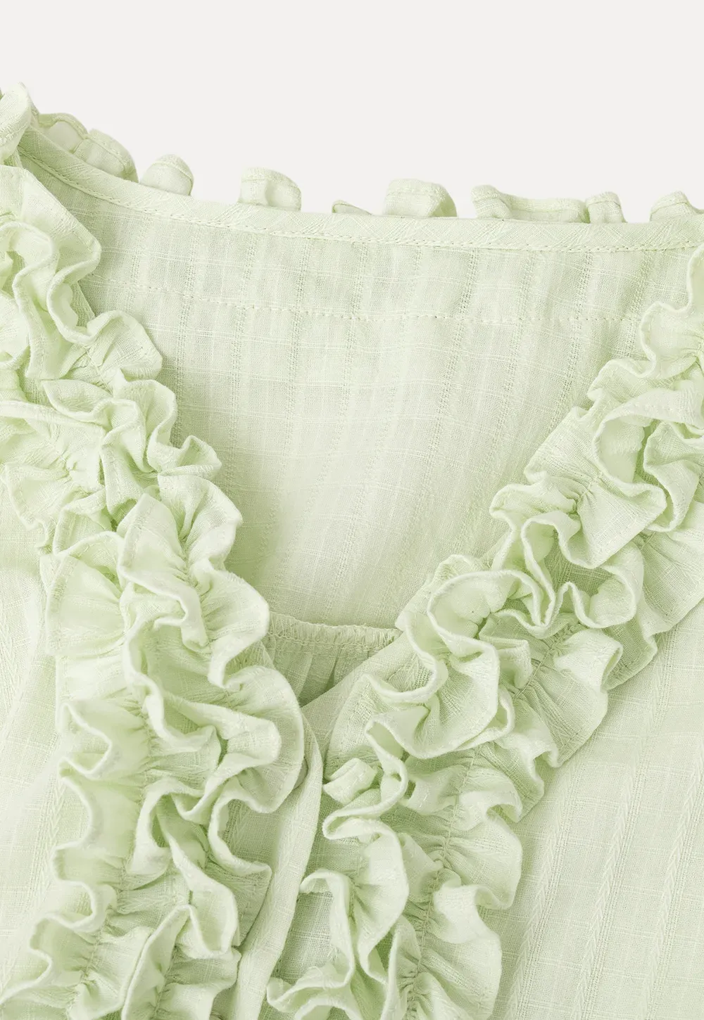 Ruffled Collar Sheer Long Sleeve Shirt