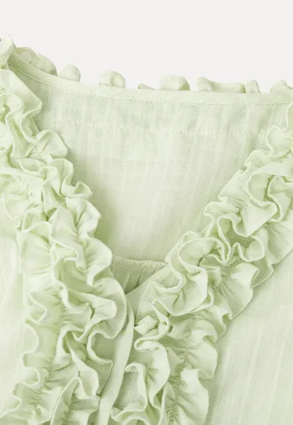 Ruffled Collar Sheer Long Sleeve Shirt