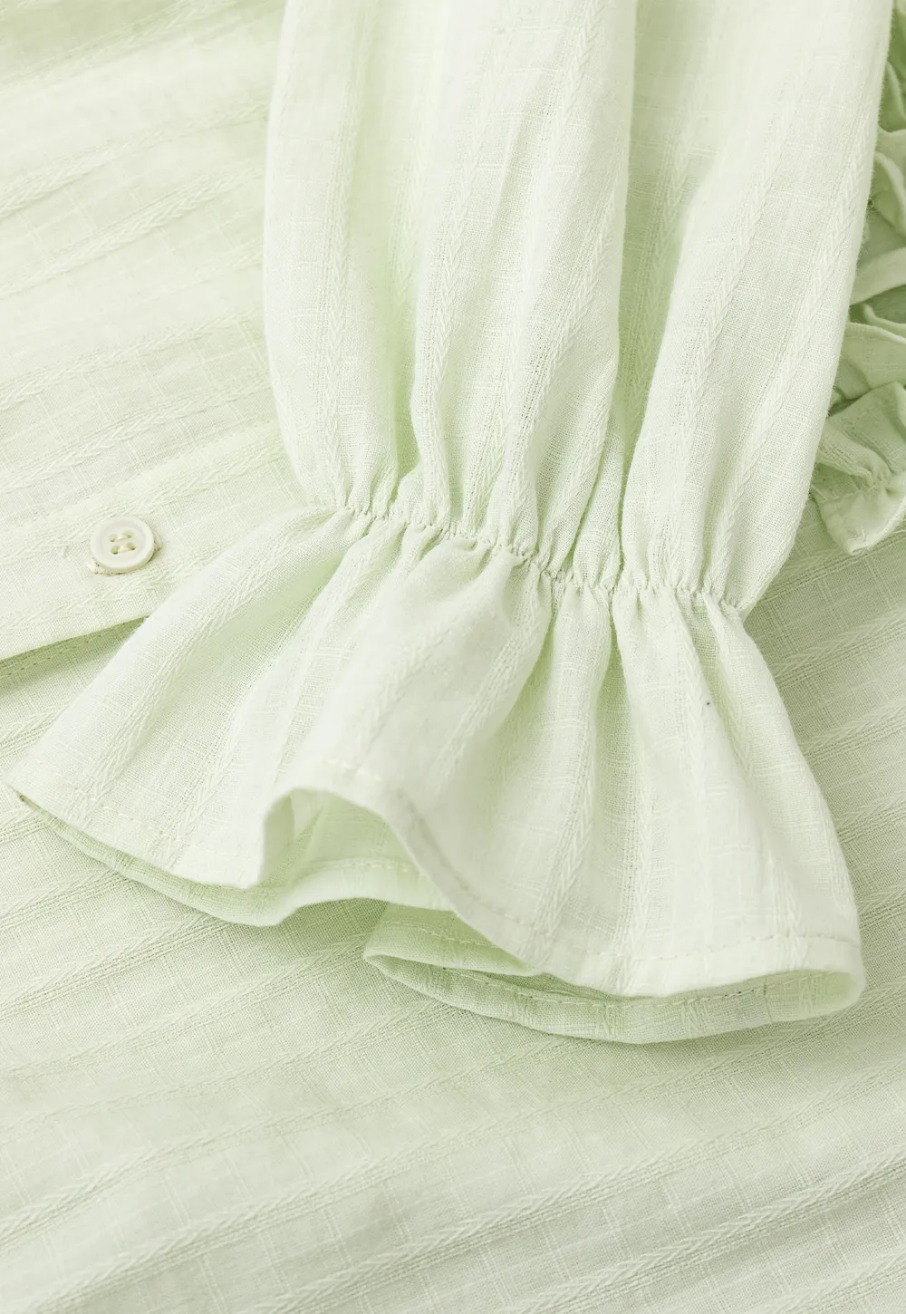 Ruffled Collar Sheer Long Sleeve Shirt