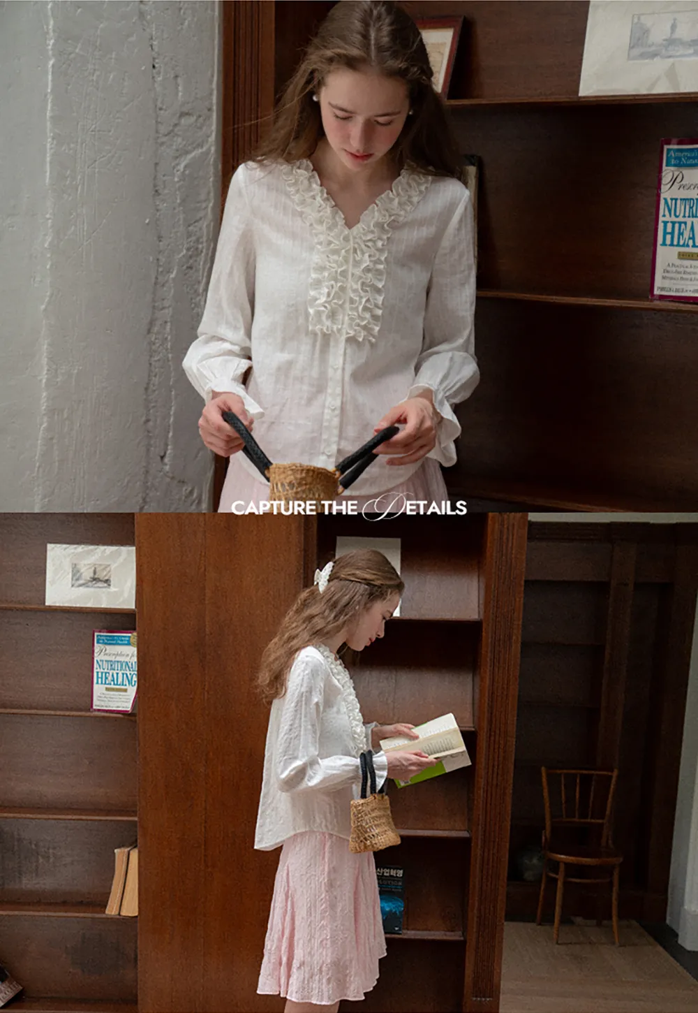 Ruffled Collar Sheer Long Sleeve Shirt