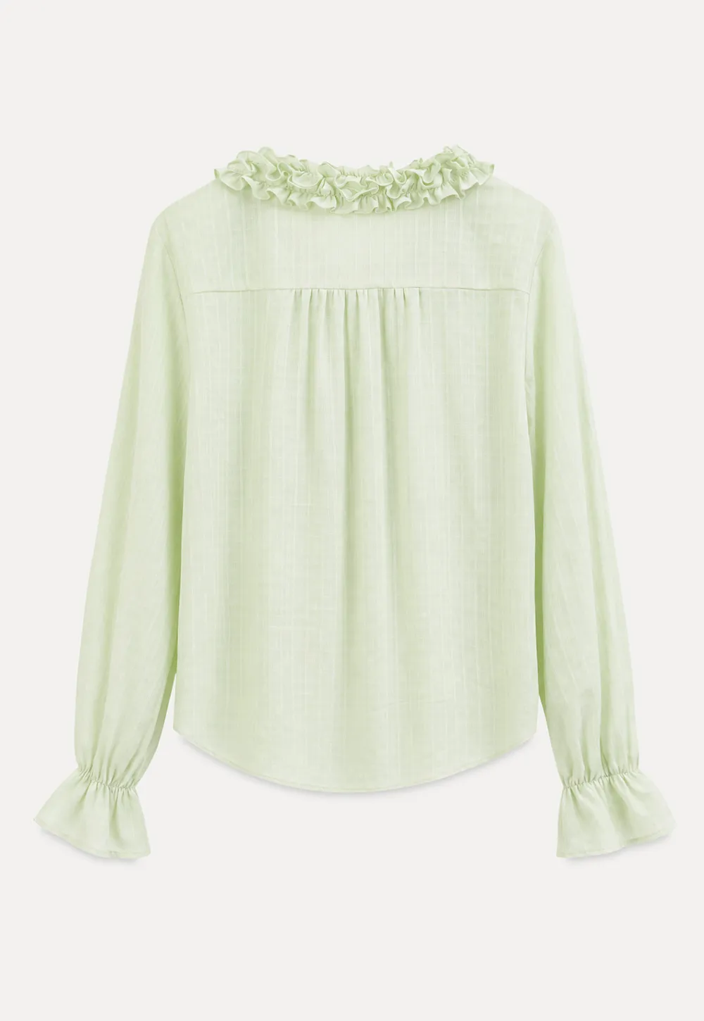 Ruffled Collar Sheer Long Sleeve Shirt